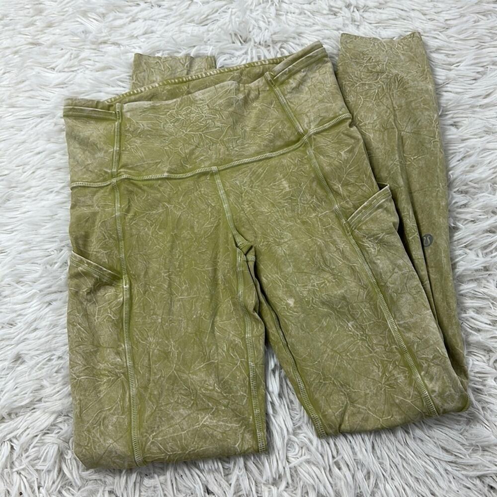 Lululemon Fast and Free High Rise Tight 25" *Ice Dye Ice Wash Hazel Green